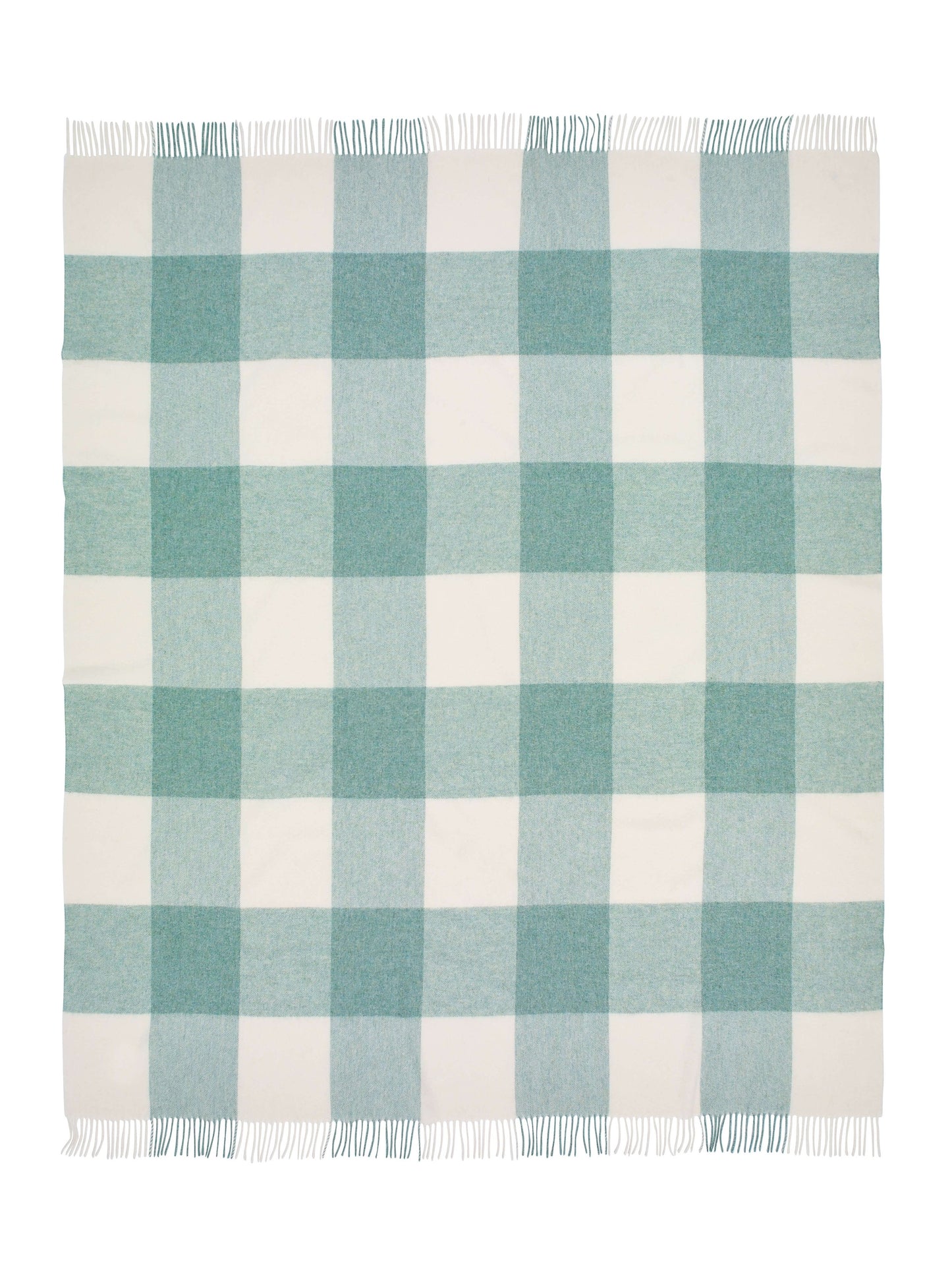 Pastel Blockcheck Eucalyptus, Merino Lambswool Wool Throw Blanket, Bronte Moon