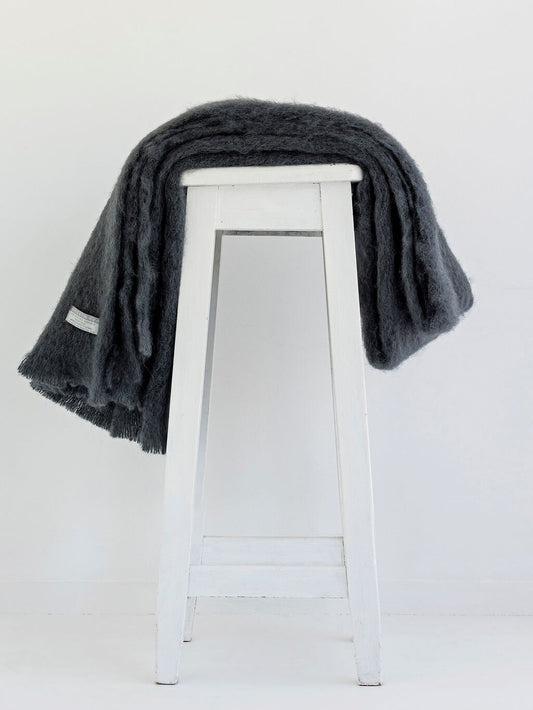 Windermere Mohair Blanket Throw - Charcoal