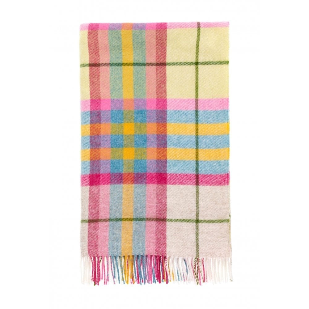 Falmouth Check Pure New Wool Throw Ivory & Pink