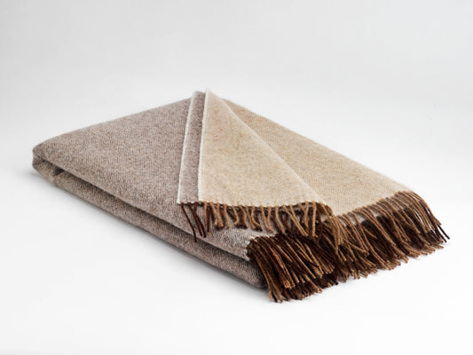 Latte Wool Throw Blanket