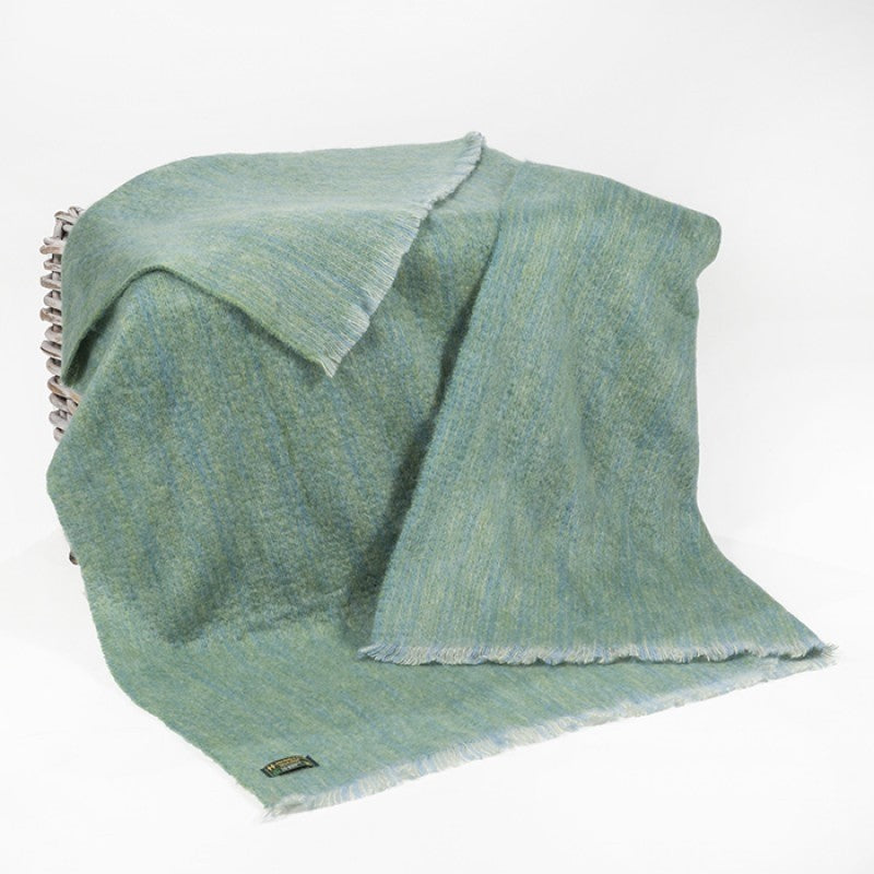 Mohair Large Pale Green Throw Blanket