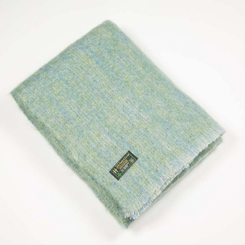 Mohair Large Pale Green Throw Blanket