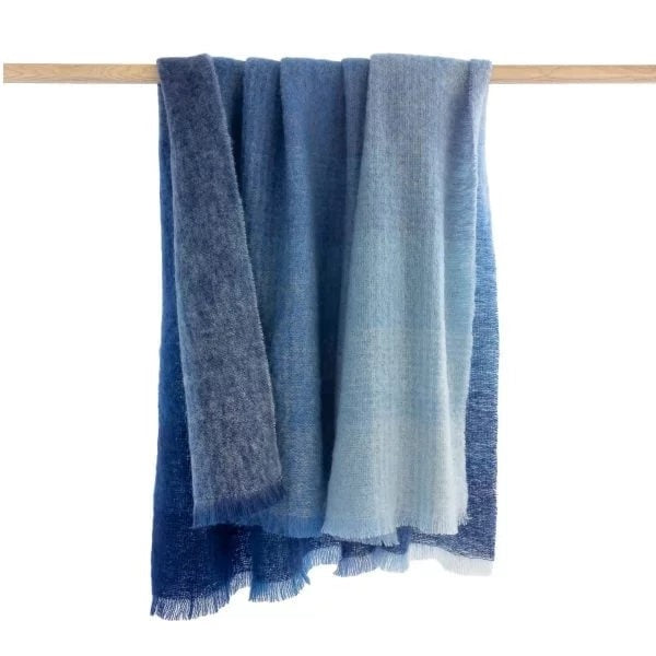 John Hanly Mohair Throw Multi Col Blues