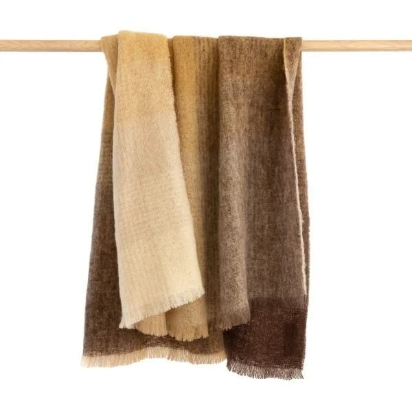 John Hanly Mohair Throw Brown Tan Beige Mix