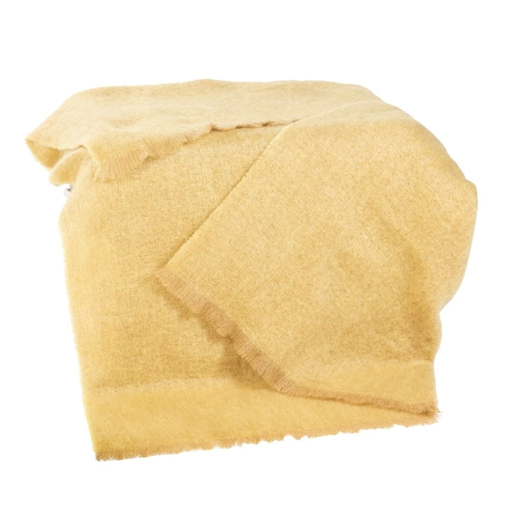 Mohair Throw Straw Yellow Plain