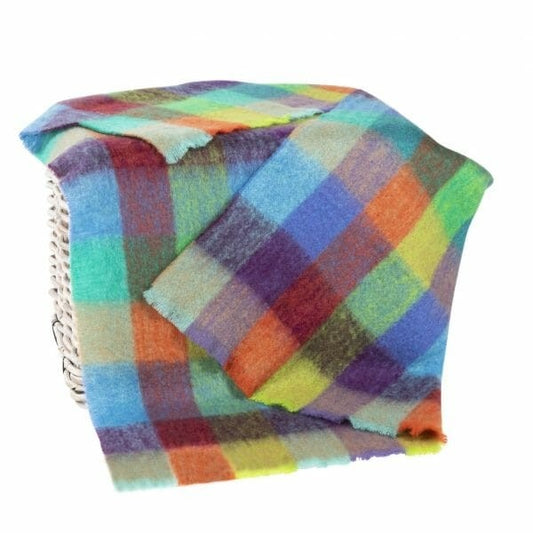 Mohair Throw Purple Green Poppy Block