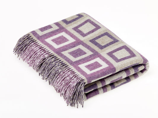 Double Square Lilac Wool Throw Blanket