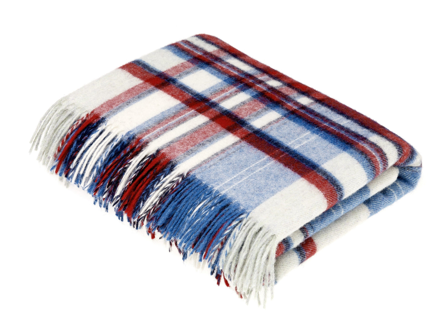 Lisbon Red/Blue Wool Throw Blanket