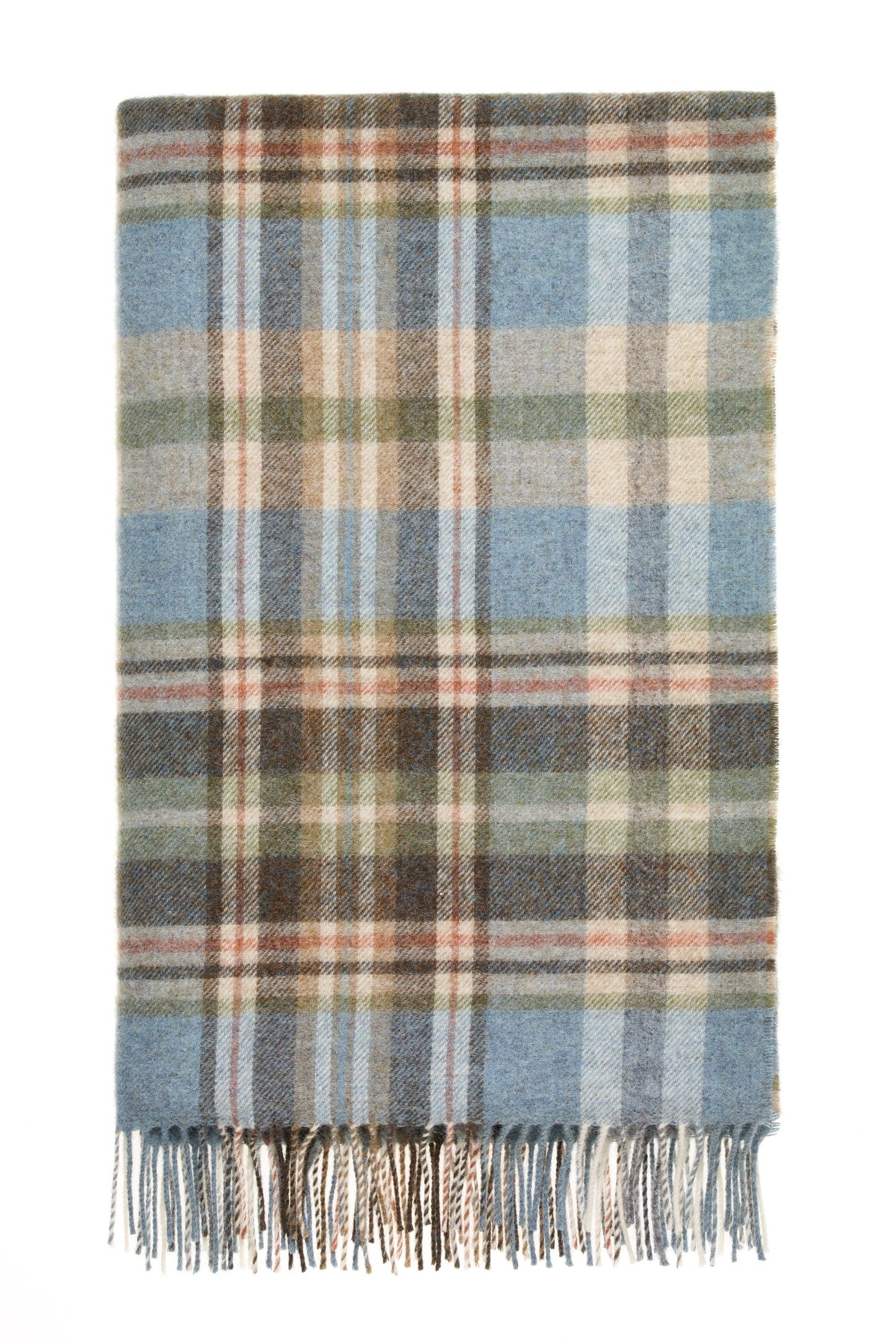 Pure New Wool Wool Throw Blanket - Glen Coe - Aqua - Made in England