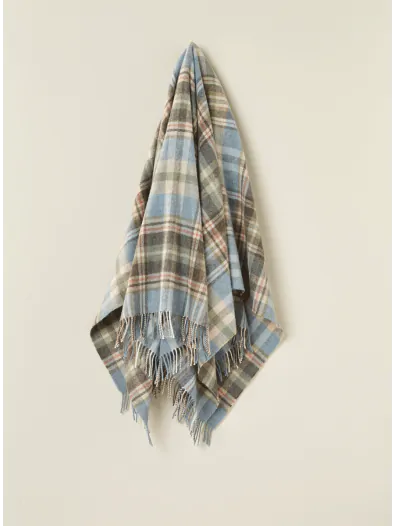 Pure New Wool Wool Throw Blanket - Glen Coe - Aqua - Made in England