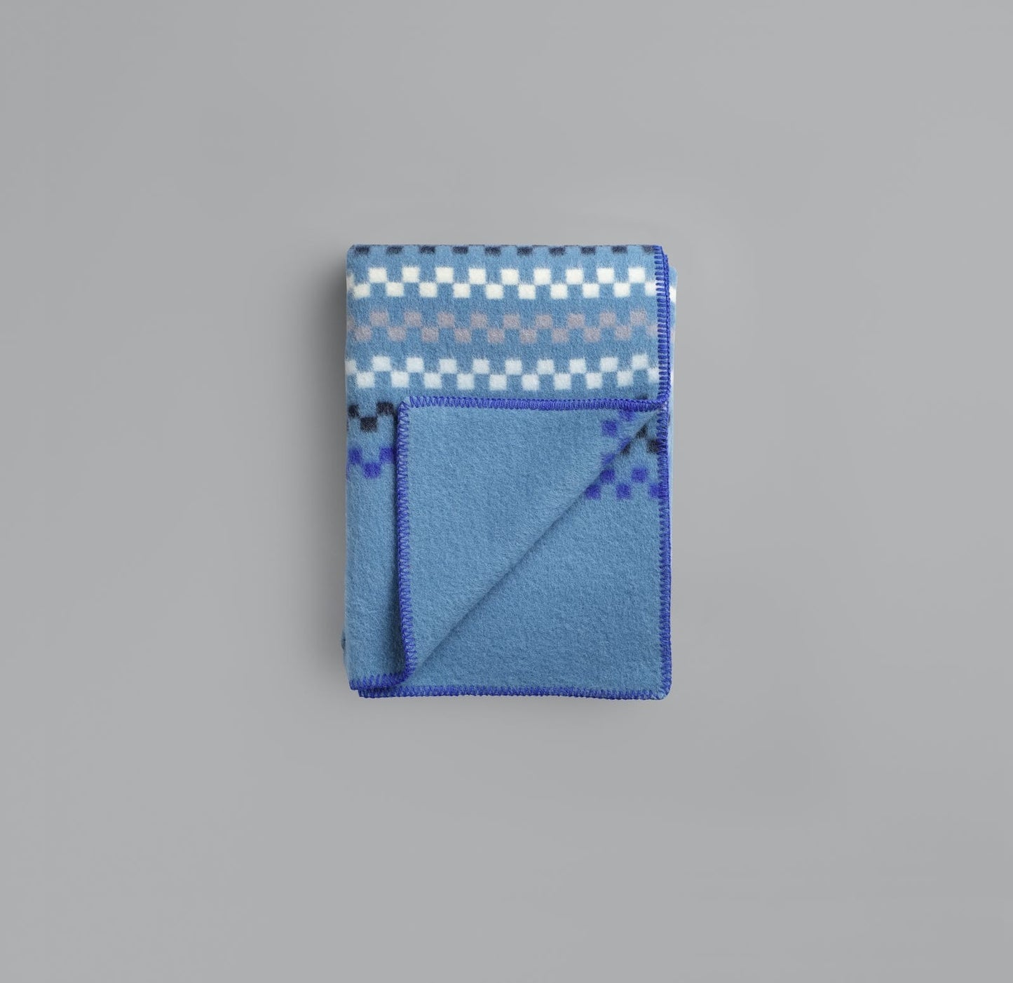 Toskaft Blue-Blue Wool Throw Blanket