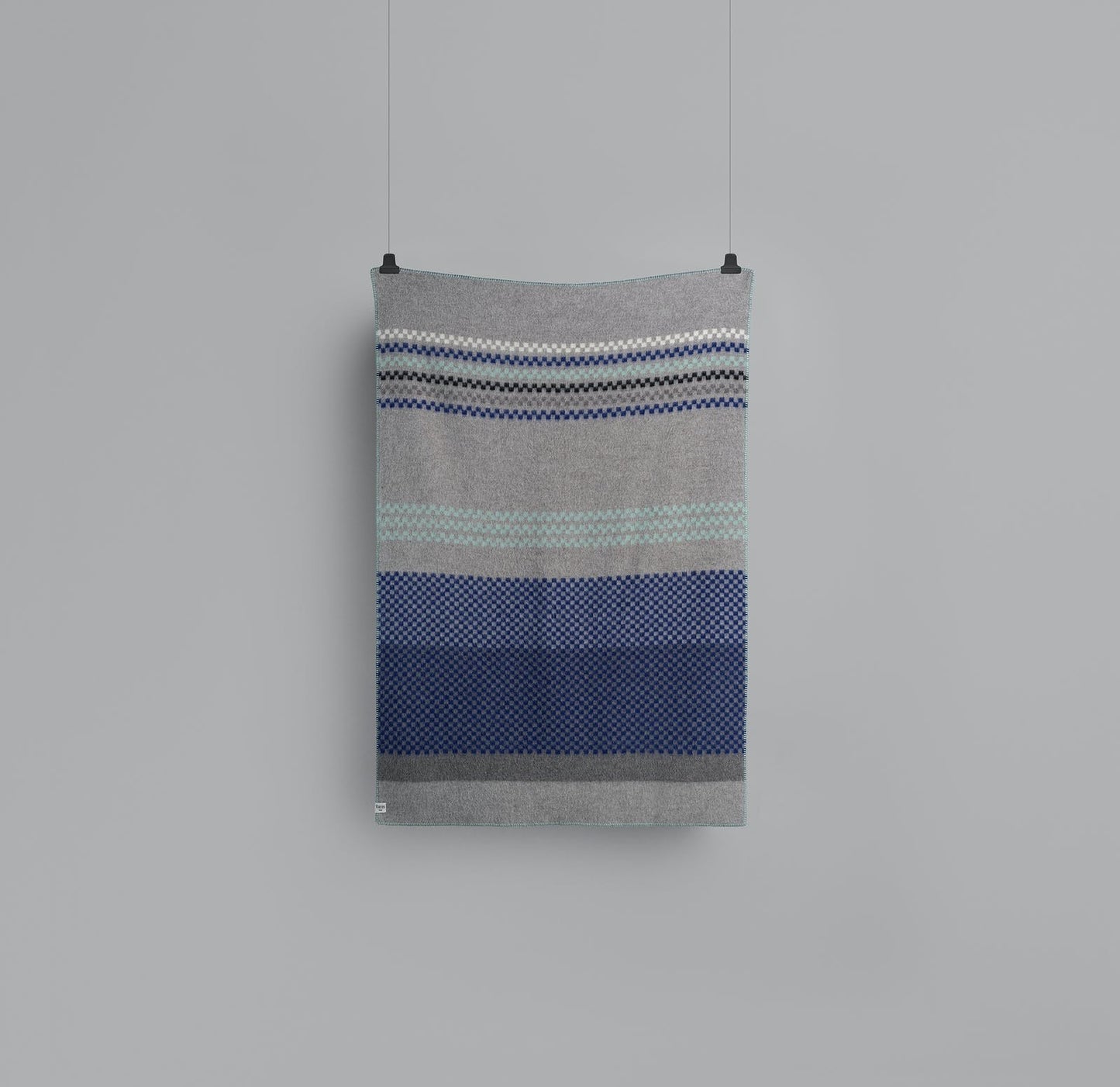 Toskaft Gray-Turquoise Wool Throw Blanket